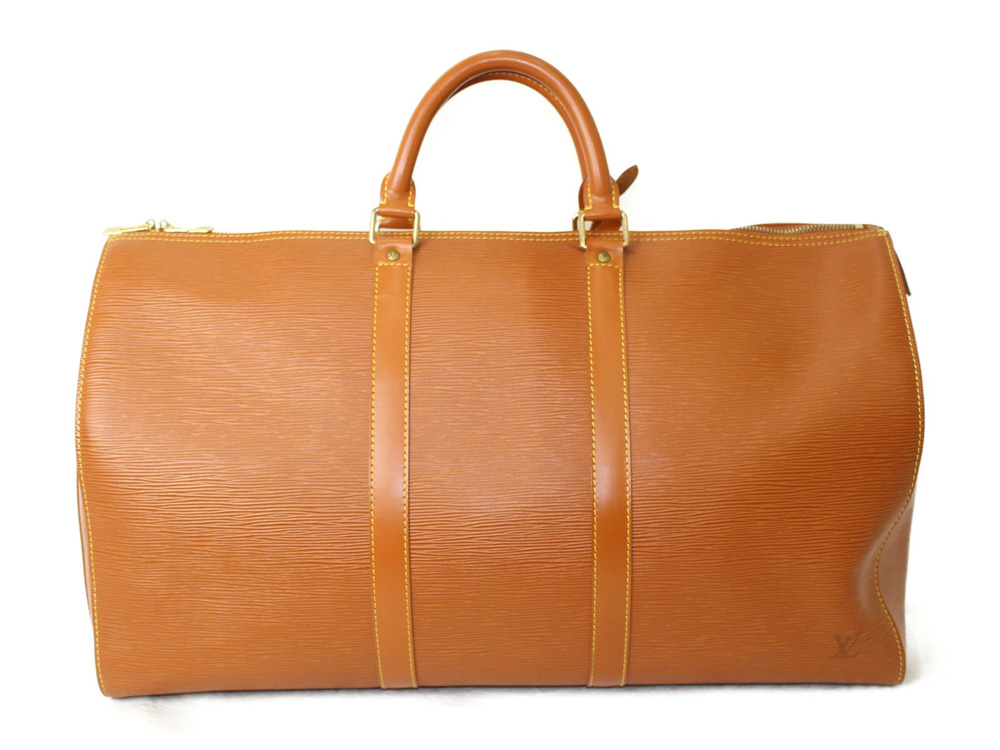 Louis Vuitton Epi Keepall Brown Boston Bag Leather Travel Brown